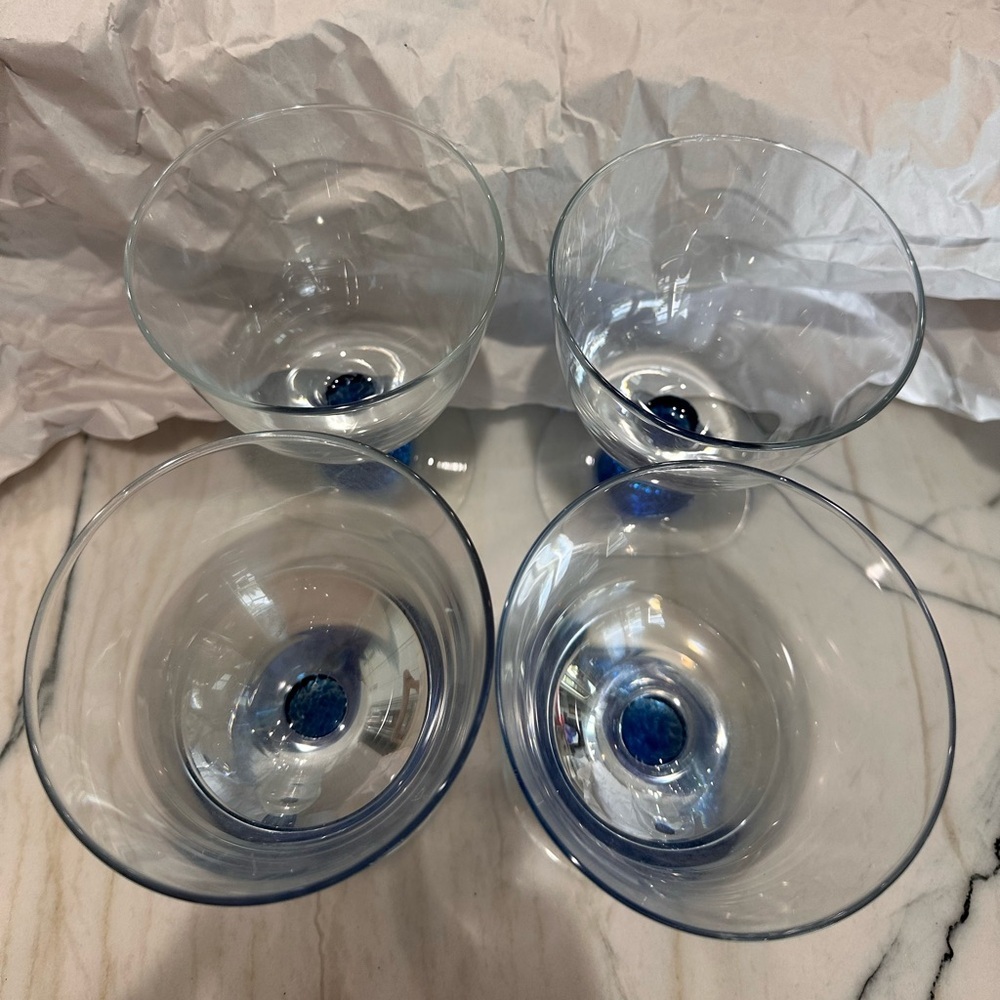 Vintage Denby Blue Jetty Water Goblet Blown Glass blue swirl Stem replacement - Picture 8 of 8